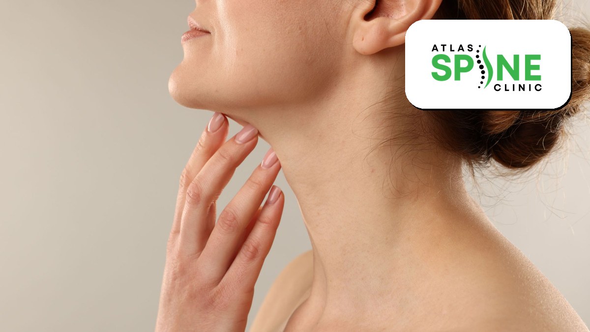 Close-up of a strained neck from forward head posture