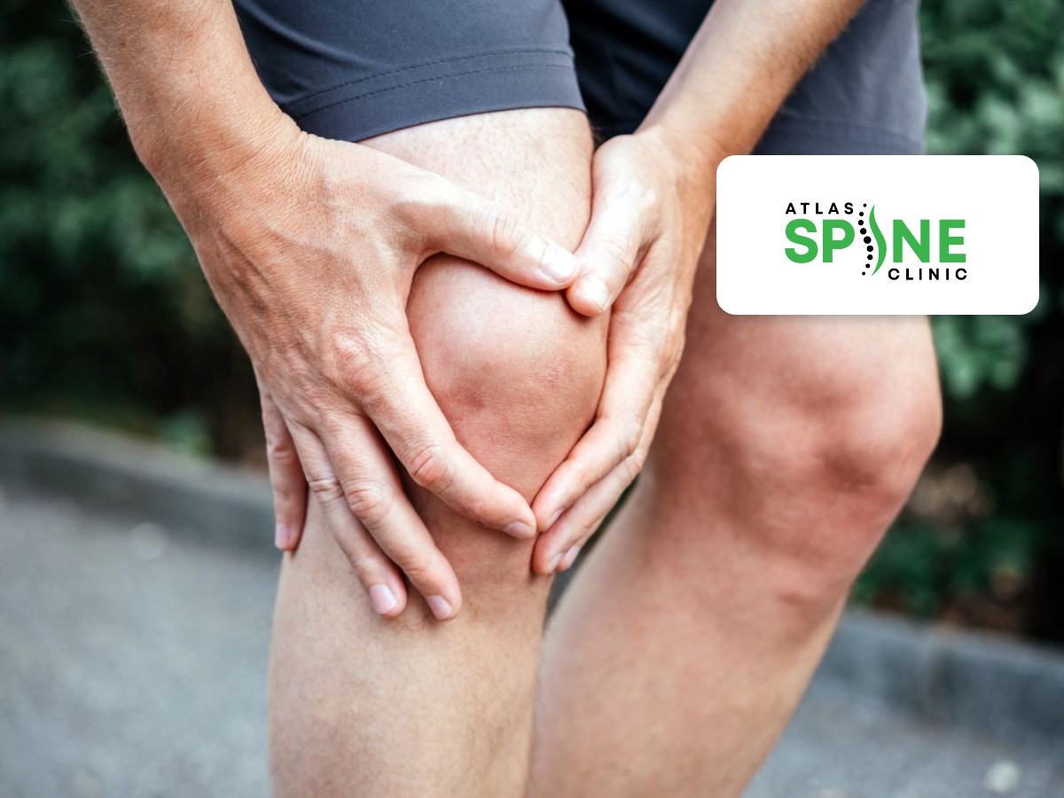 Active adult holding a painful knee from a meniscus tear